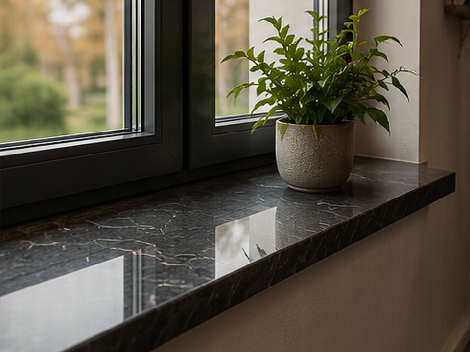 Parapet z ciemnego kamienia naturalnego